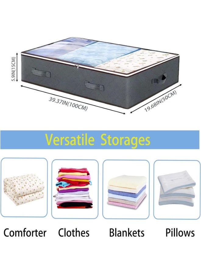 FAYET 2 Pack Under Bed Storage Containers with Clear Window and Zipper, Foldable Storage Bins for Bedding, Clothes, Pillows, and Toys, Large Capacity Closet Organizers - Image 2